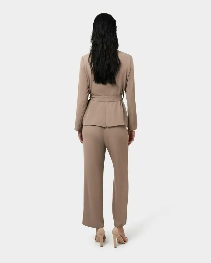 Forcast Rain Belted Blazer Ecrucamelblack Women Work Tops