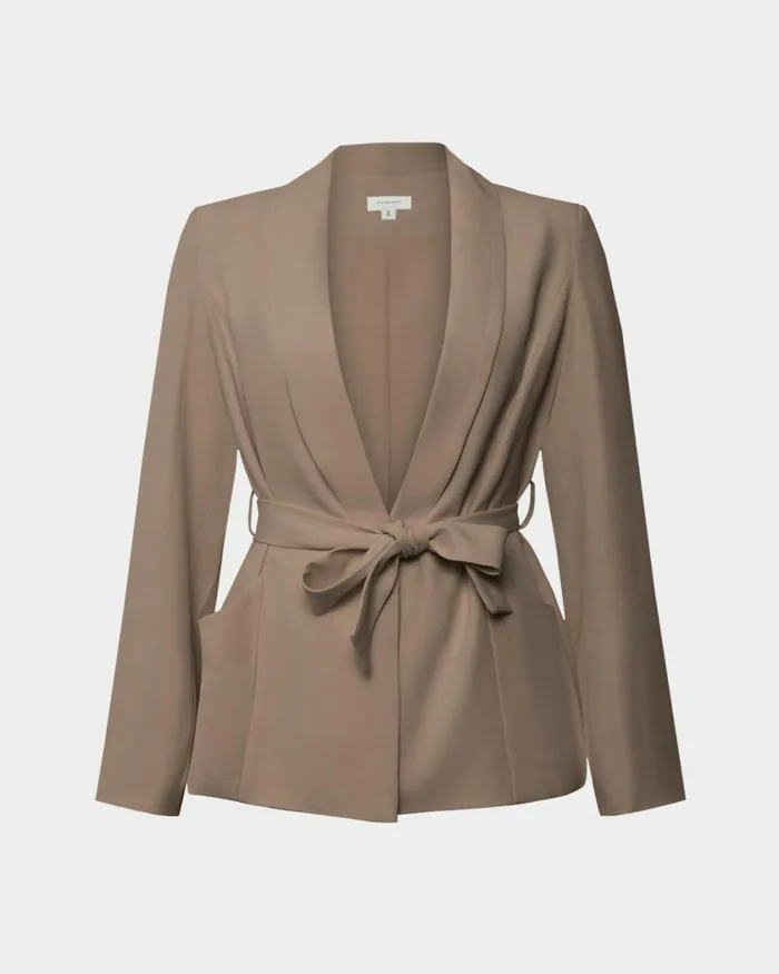 Forcast Rain Belted Blazer Ecrucamelblack Women Work Tops