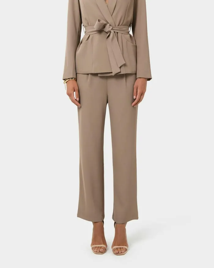 Forcast Rain Elastic Waist Pants Ecrucamelblack Women HighWaisted Pants
