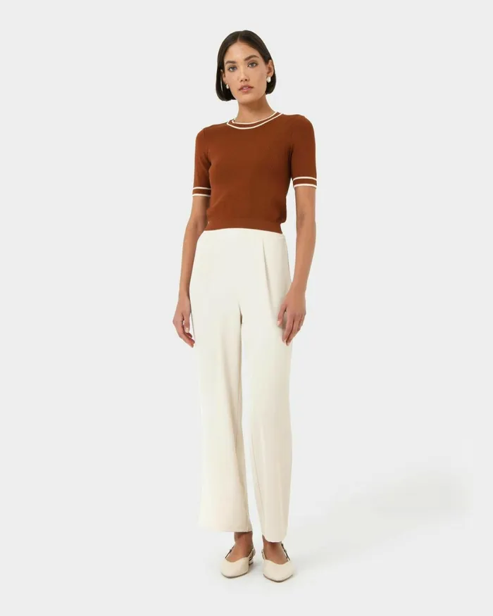 Forcast Rain Elastic Waist Pants Ecrucamelblack Women HighWaisted Pants