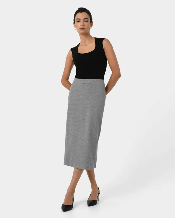 Forcast Rein Houndstooth Midi Skirt Multi Women Midi and Maxi Skirts