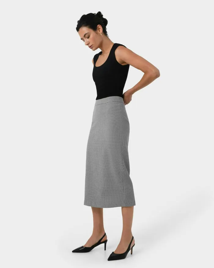 Forcast Rein Houndstooth Midi Skirt Multi Women Midi and Maxi Skirts
