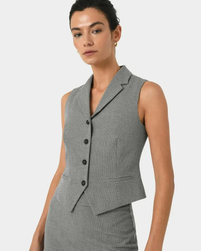 Forcast Rein Houndstooth Tailored Vest Multi Women TShirts and Tops