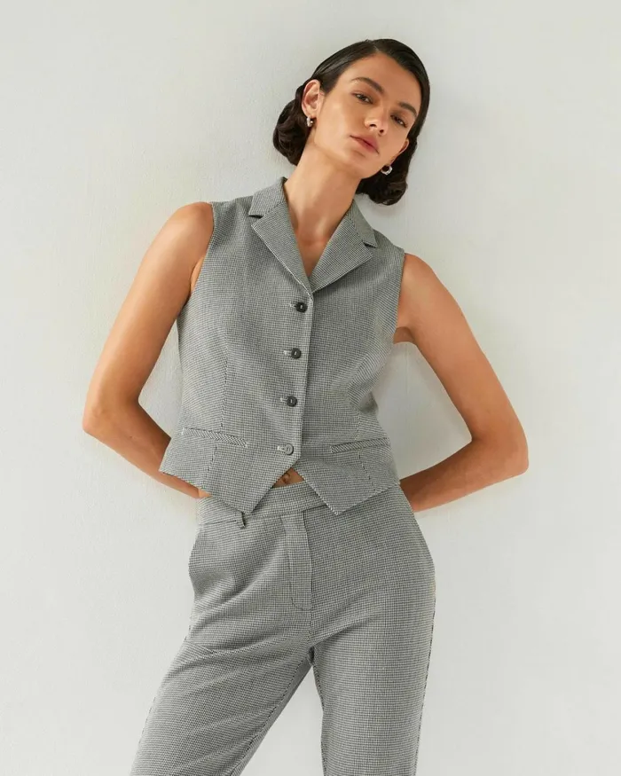 Forcast Rein Houndstooth Tailored Vest Multi Women TShirts and Tops