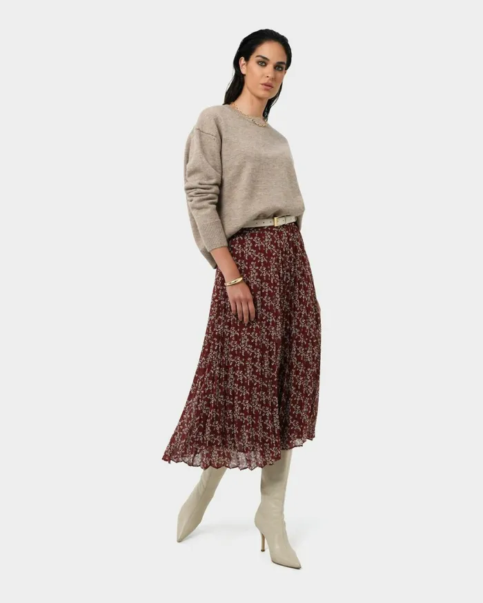 Forcast Rema Floral Pleated Skirt Women Midi and Maxi Skirts