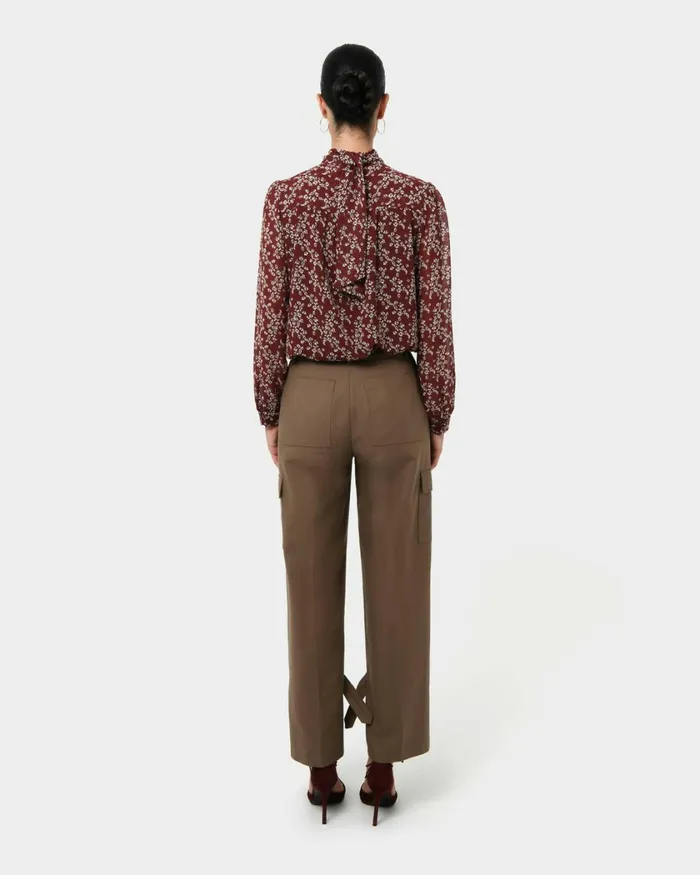 Forcast Rema Floral Tie Blouse Women Long Sleeve Tops
