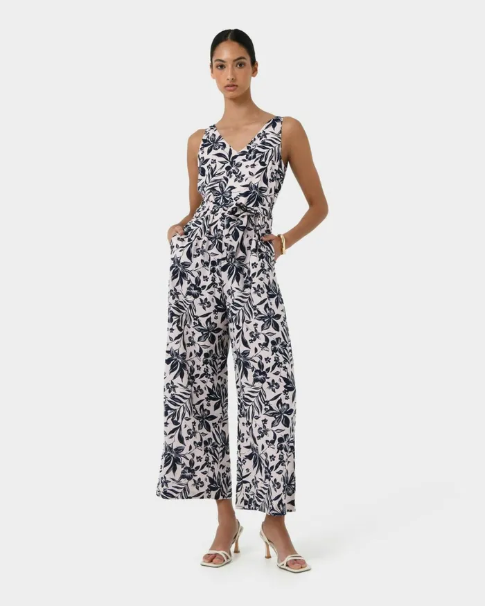 Forcast Ren Linen Blend Jumpsuit Women Linen Edit
