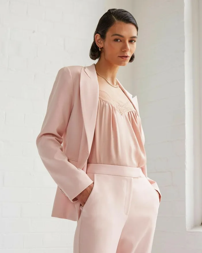 Forcast Renee Single Breasted Blazer Pastel Pink Women Jackets and Blazers