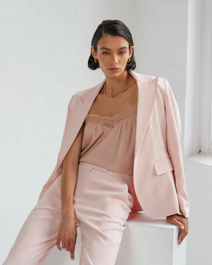 Forcast Renee Single Breasted Blazer Pastel Pink Women Jackets and Blazers