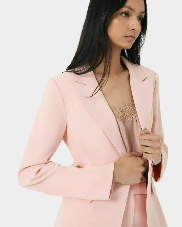 Forcast Renee Single Breasted Blazer Pastel Pink Women Jackets and Blazers