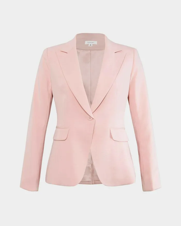 Forcast Renee Single Breasted Blazer Pastel Pink Women Jackets and Blazers