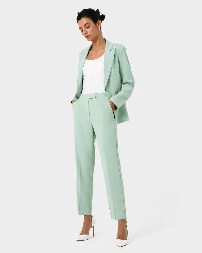 Forcast Renee Single Breasted Blazer Pastel Sage Women Jackets and Blazers