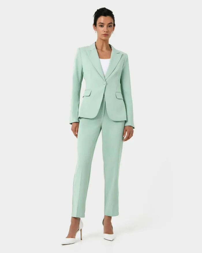 Forcast Renee Single Breasted Blazer Pastel Sage Women Jackets and Blazers