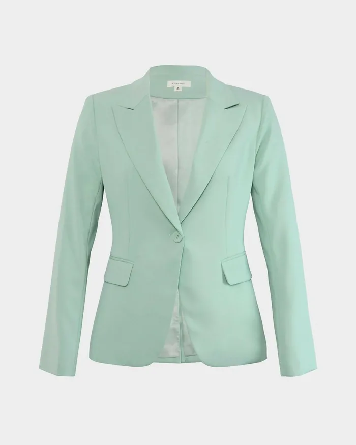 Forcast Renee Single Breasted Blazer Pastel Sage Women Jackets and Blazers