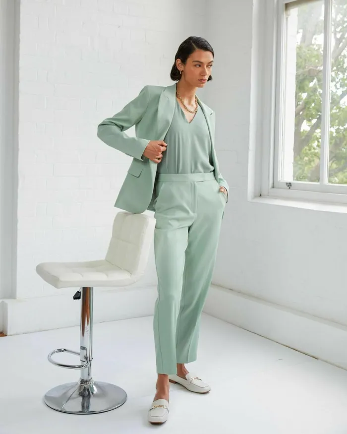 Forcast Renee Slim Leg Pants Pastel Pinkpastel Sage Women HighWaisted Pants