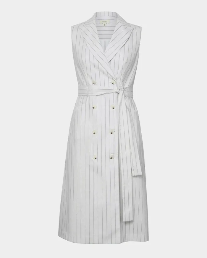 Forcast Ria Stripe Cotton Blend Dress Women Midi Dresses