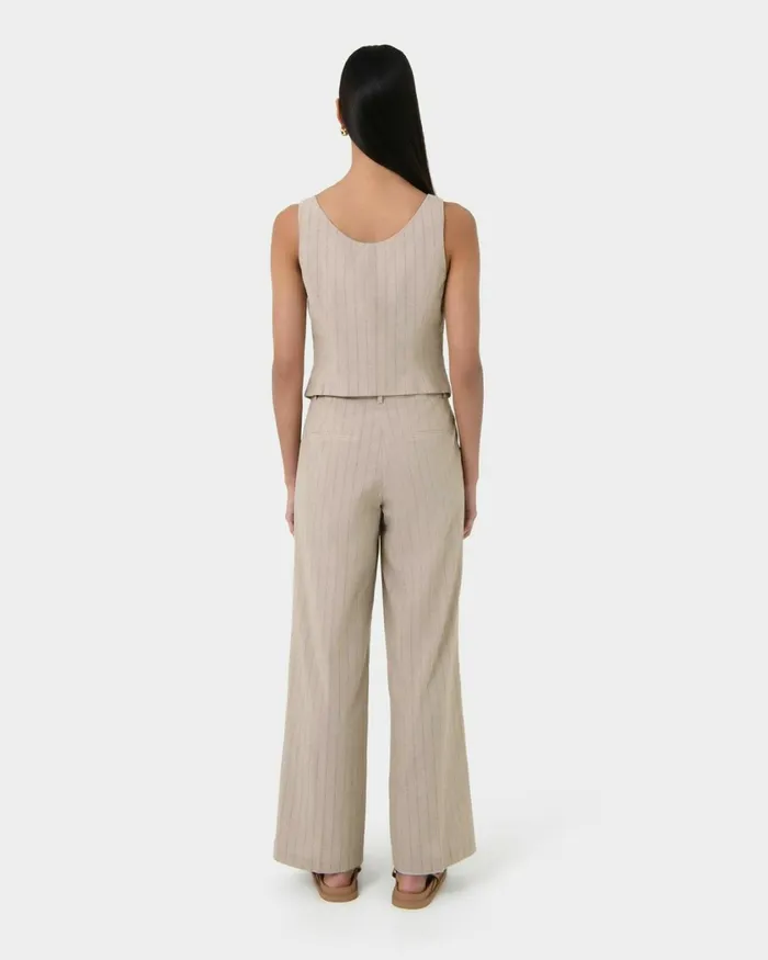 Forcast Ria Stripe Cotton Blend Pants Women HighWaisted Pants
