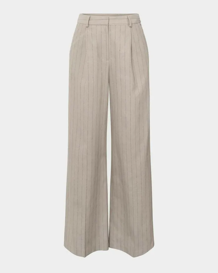 Forcast Ria Stripe Cotton Blend Pants Women HighWaisted Pants