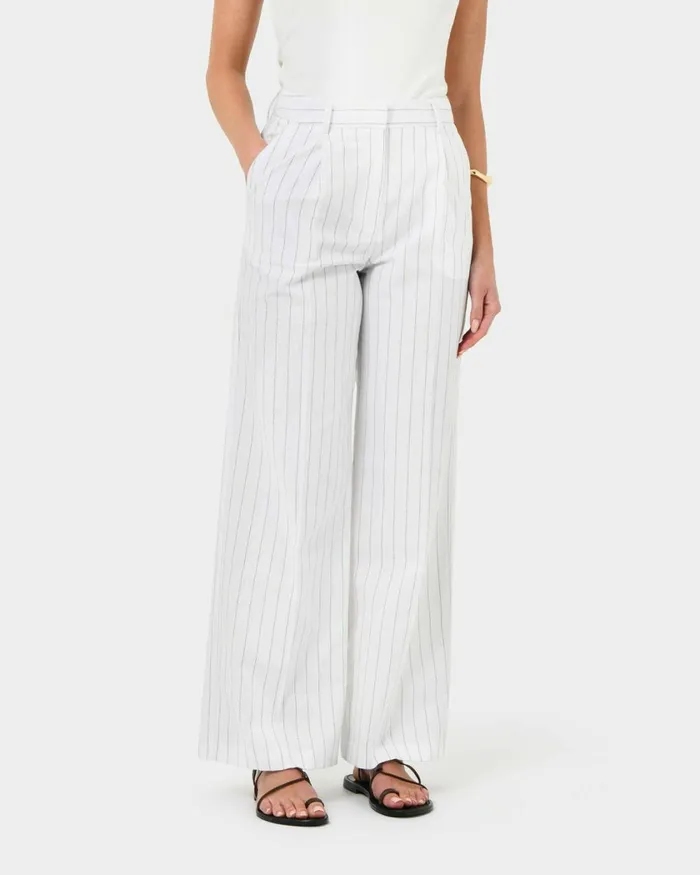 Forcast Ria Stripe Cotton Blend Pants Women HighWaisted Pants
