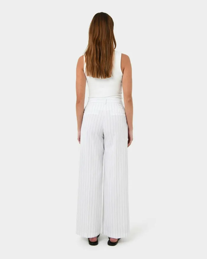 Forcast Ria Stripe Cotton Blend Pants Women HighWaisted Pants