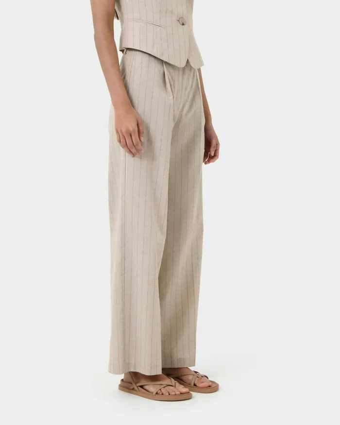 Forcast Ria Stripe Cotton Blend Pants Women HighWaisted Pants
