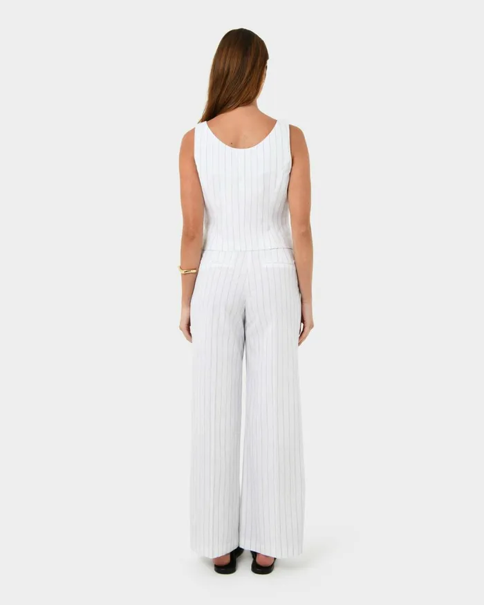 Forcast Ria Stripe Cotton Blend Vest Women Work Tops