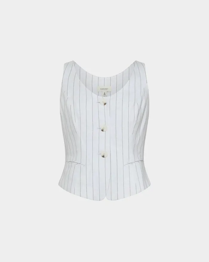 Forcast Ria Stripe Cotton Blend Vest Women Work Tops