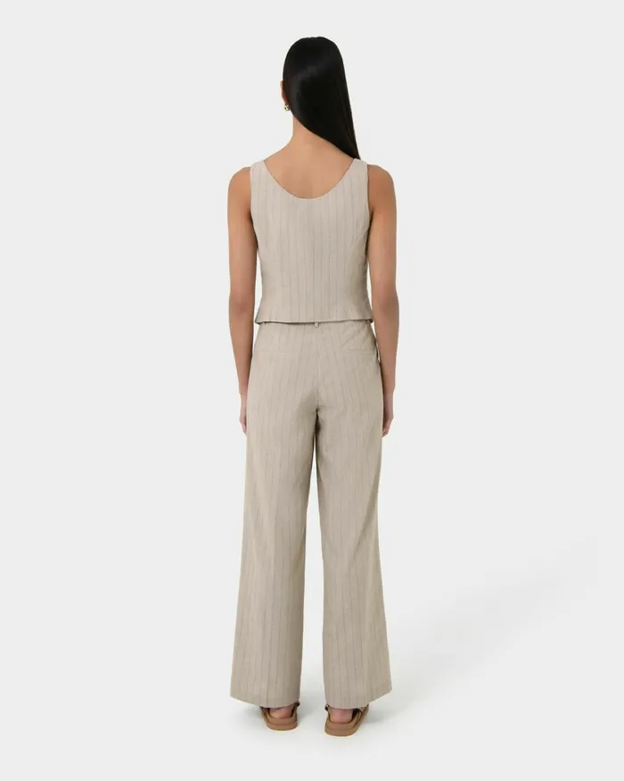 Forcast Ria Stripe Cotton Blend Vest Women Work Tops