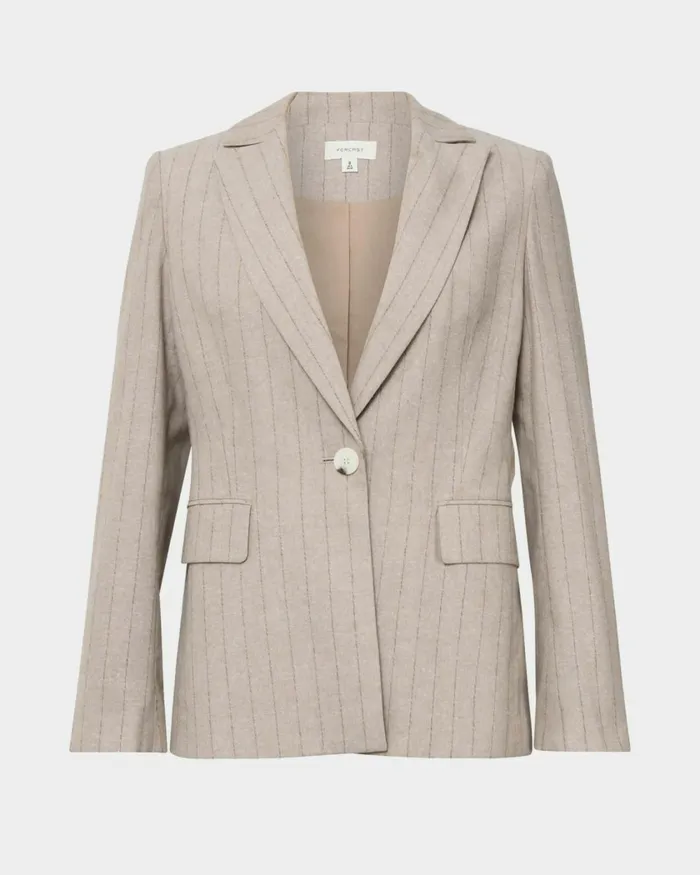 Forcast Ria Stripe Cotton Jacket Women Jackets and Blazers