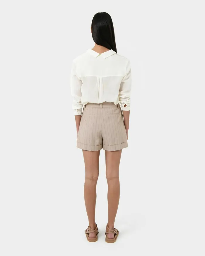 Forcast Ria Stripe Cotton Shorts Women HighWaisted Pants