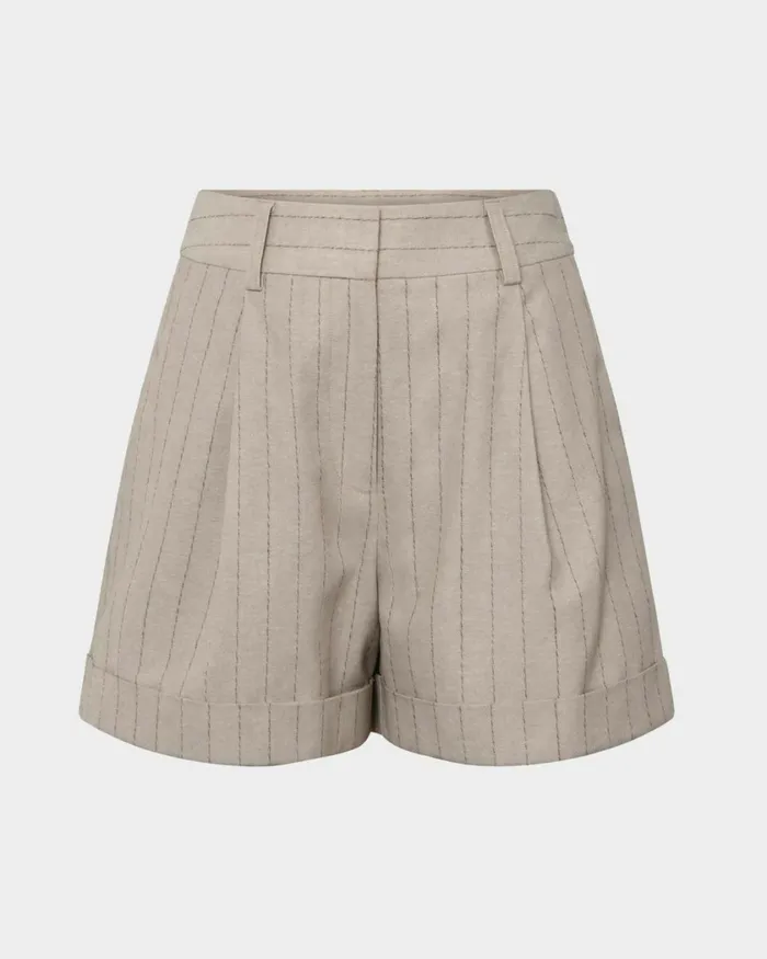 Forcast Ria Stripe Cotton Shorts Women HighWaisted Pants