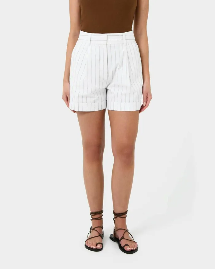 Forcast Ria Stripe Cotton Shorts Women HighWaisted Pants