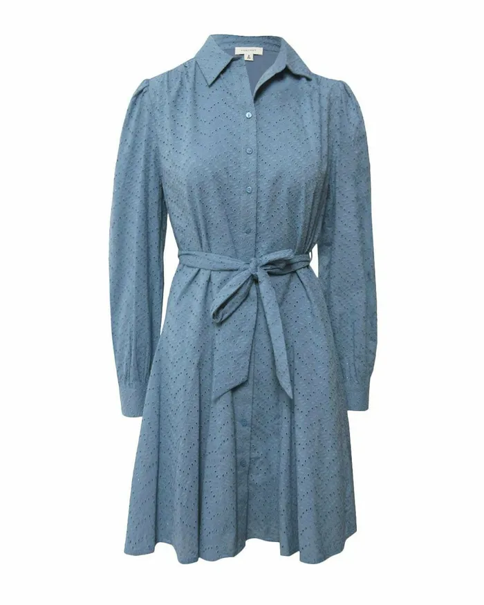 Forcast River Cotton Crochet Dress Vintage Blueblack Women Mini Dresses