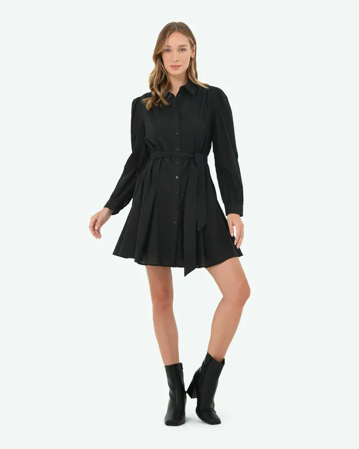 Forcast River Cotton Crochet Dress Vintage Blueblack Women Mini Dresses