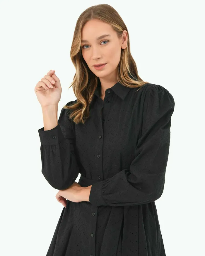 Forcast River Cotton Crochet Dress Vintage Blueblack Women Mini Dresses
