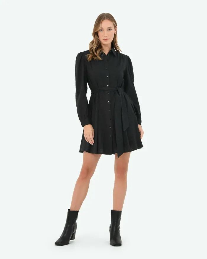 Forcast River Cotton Crochet Dress Vintage Blueblack Women Mini Dresses