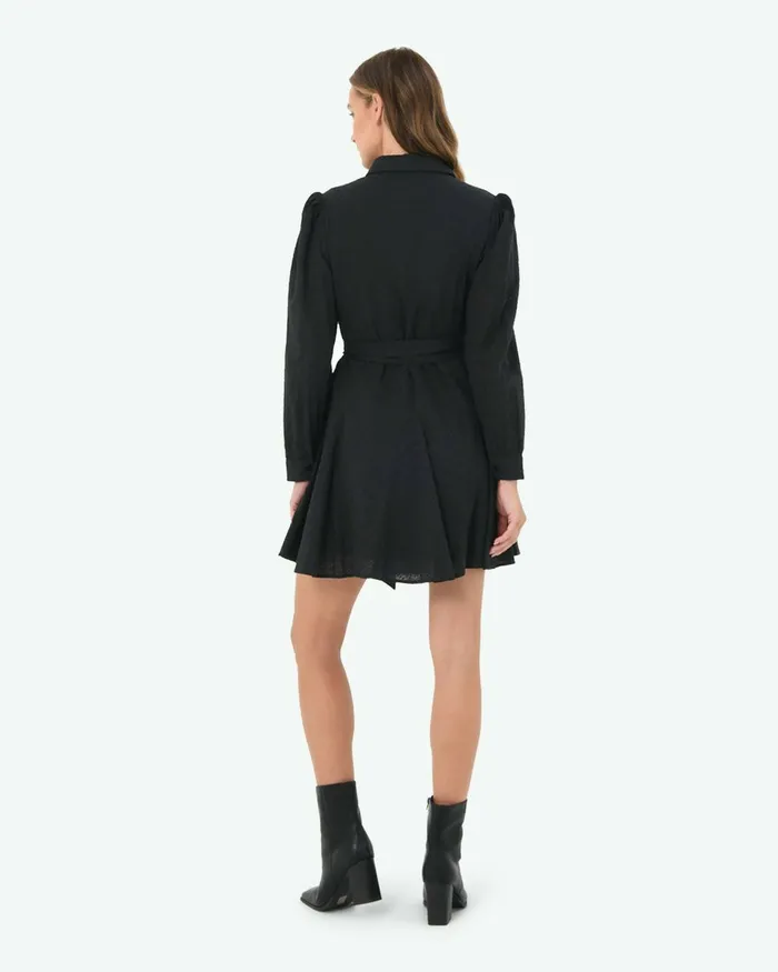 Forcast River Cotton Crochet Dress Vintage Blueblack Women Mini Dresses
