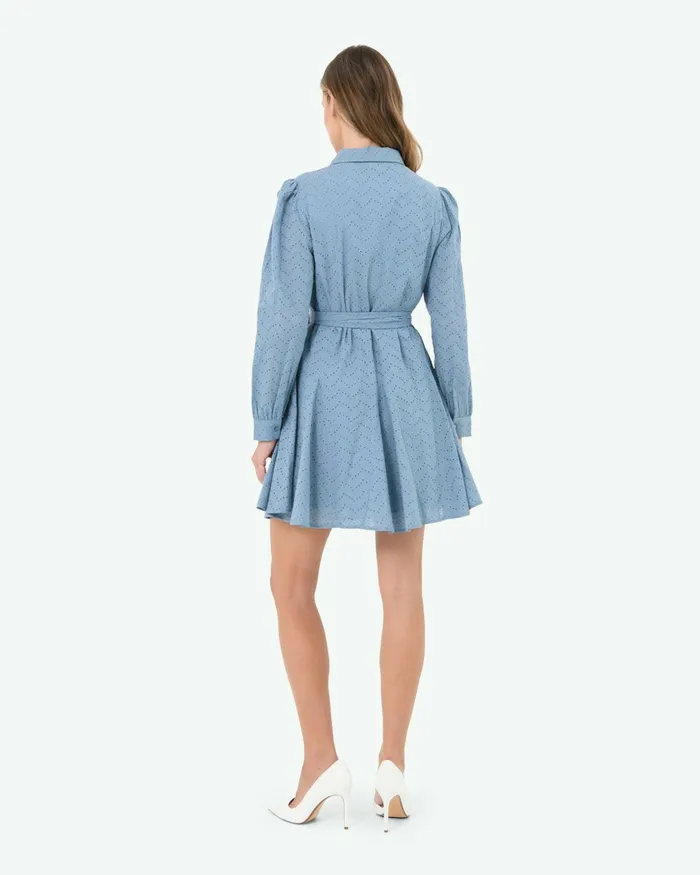 Forcast River Cotton Crochet Dress Vintage Blueblack Women Mini Dresses