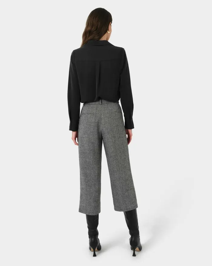 Forcast Robin Collared Blouse Black Women Long Sleeve Tops