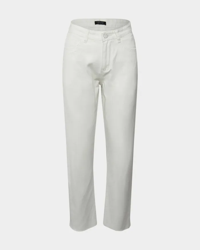 Forcast Rome Frayed Washing Jean Ivory Women Cropped Pants