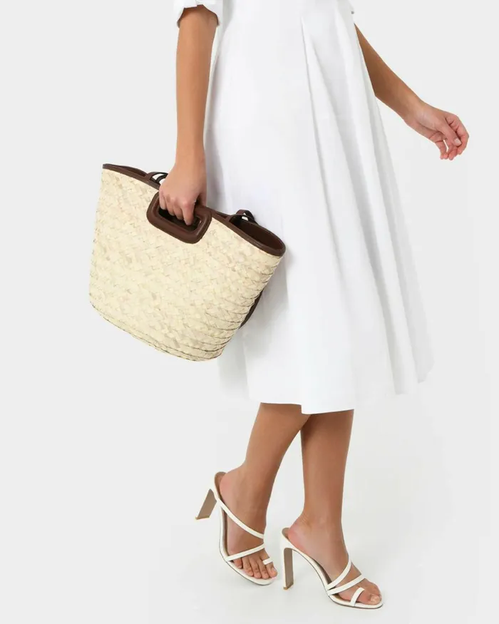 Forcast Rome Leather Palm Leaf Bag L Tan Women Bags