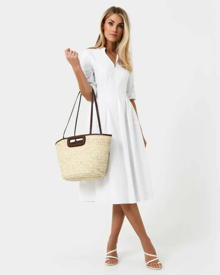 Forcast Rome Leather Palm Leaf Bag L Tan Women Bags