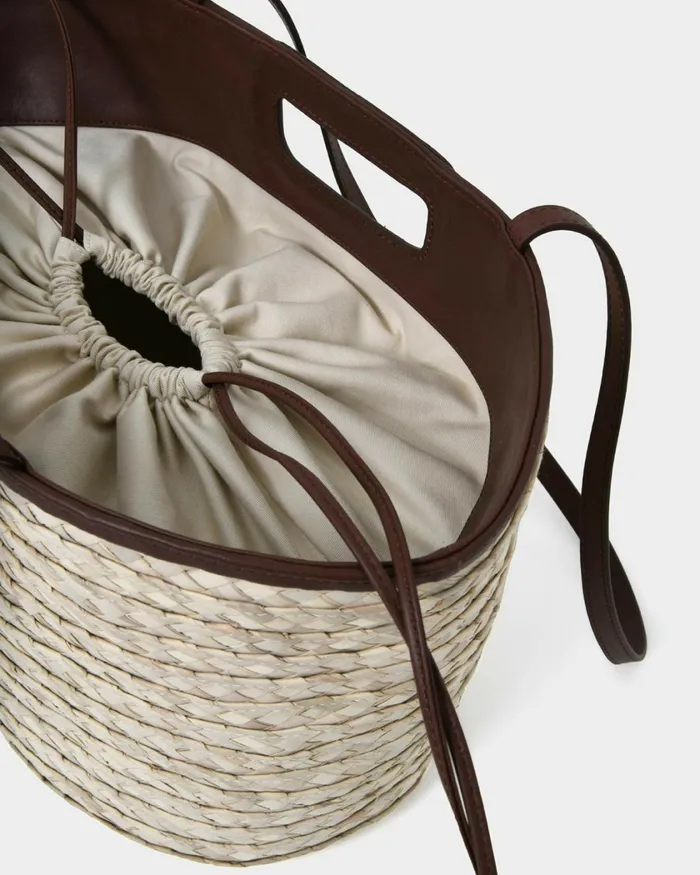 Forcast Rome Leather Palm Leaf Bag L Tan Women Bags