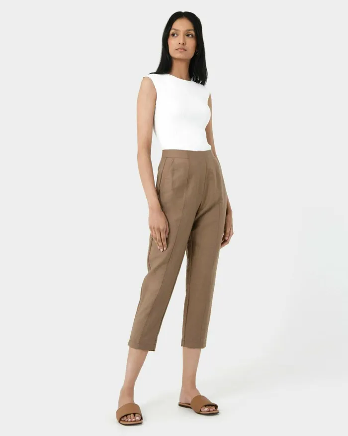 Forcast Romi Tapered Pants Wood Smoke Women Cropped Pants