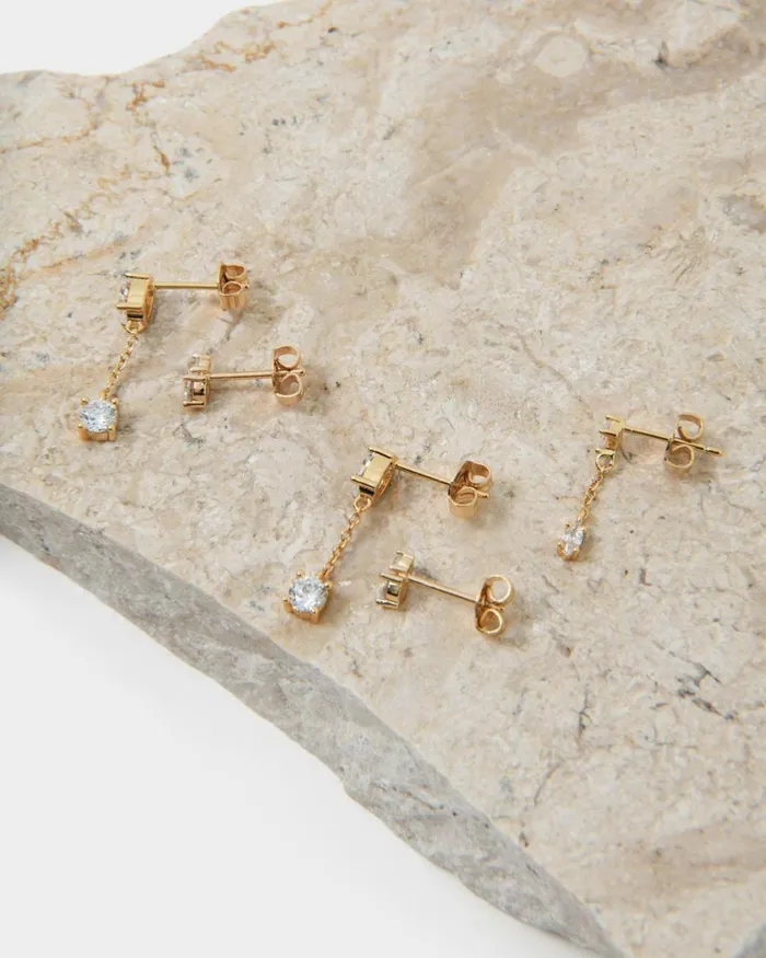 Forcast Rose 16k Gold 3pc Earring Set Gold Women Earrings
