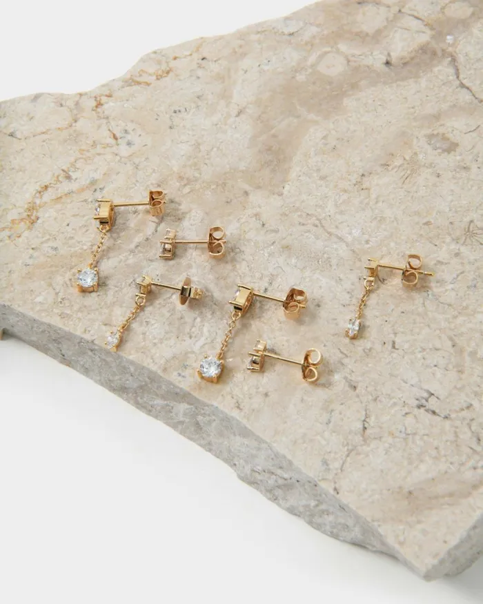 Forcast Rose 16k Gold 3pc Earring Set Gold Women Earrings