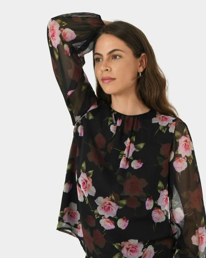 Forcast Rose Floral Top Multi Women TShirts and Tops