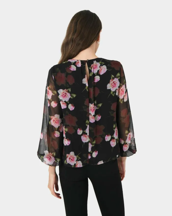 Forcast Rose Floral Top Multi Women TShirts and Tops