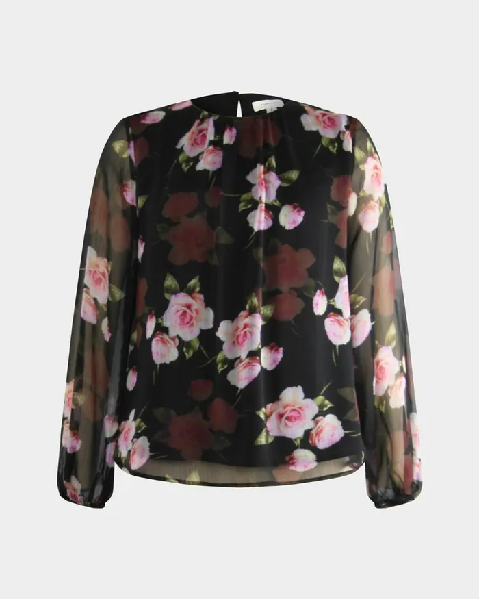 Forcast Rose Floral Top Multi Women TShirts and Tops