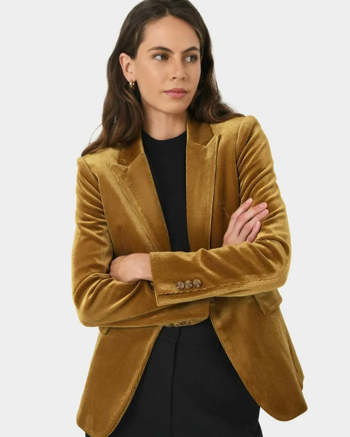 Forcast Rowan Corduroy Jacket Dark Olive Women Jackets and Blazers